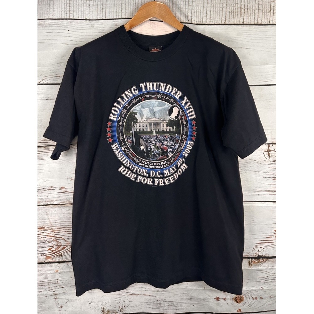 VTG Harley Davidson T-Shirt Adult XL Freedom Ride 2005 Washington DC USA Biker